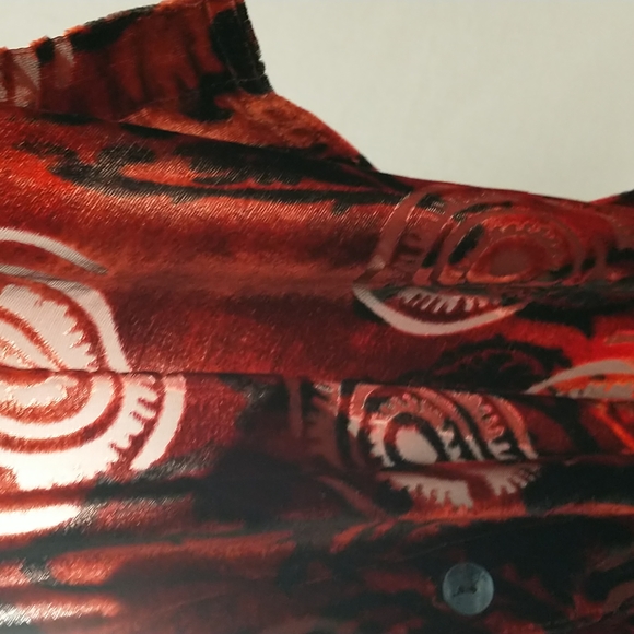 Burnout Velvet Dramatic Blouse Shaket Top Sexy Dark Shimmery Sheer Silk Blend - Picture 9 of 9